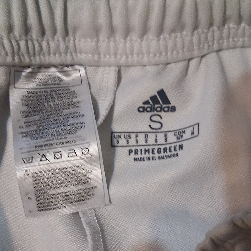 Adidas White Ankle Zip Joggers with Black Stripes - Picture 2 of 4